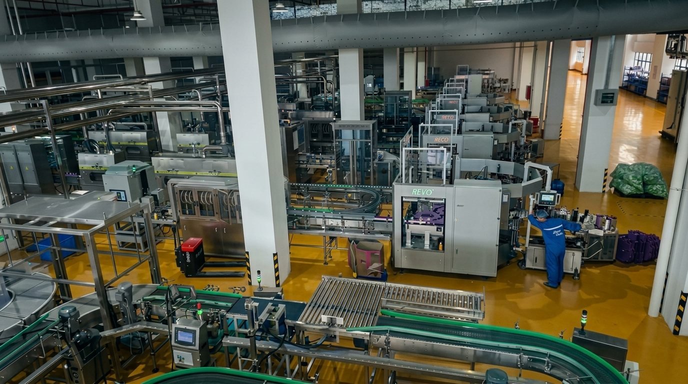 High-speed bottling hall with PET bottle conveyors